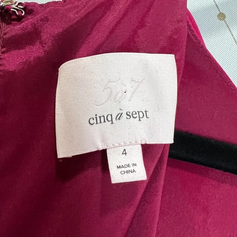 Cinq a Sept Maroon Dark Pink Nanon Tulip Midi Dress $450 - Picture 8 of 16